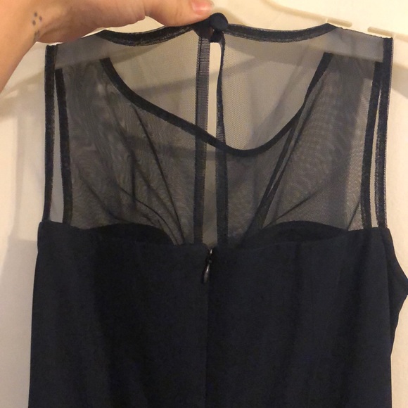 Navy Blue Mesh Cocktail Dress - Picture 7 of 8